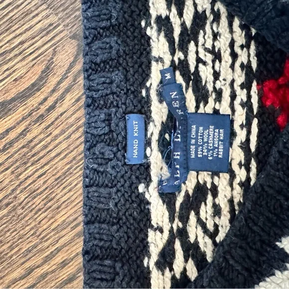 Ralph Lauren Navy and Red Cable Knit Sweater - Picture 2 of 3